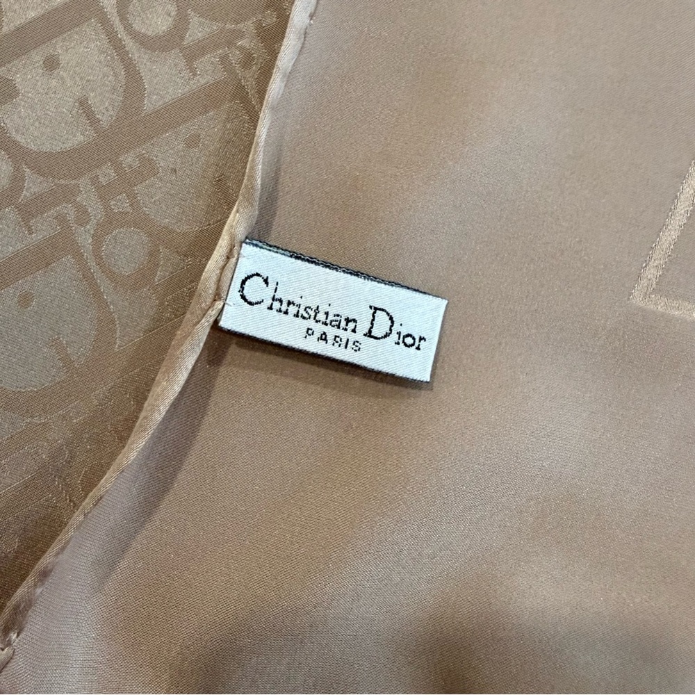 Dior Silk Scar 90 Carré Blush Beige Logo Hand Rolled Made in France - Picture 10 of 13